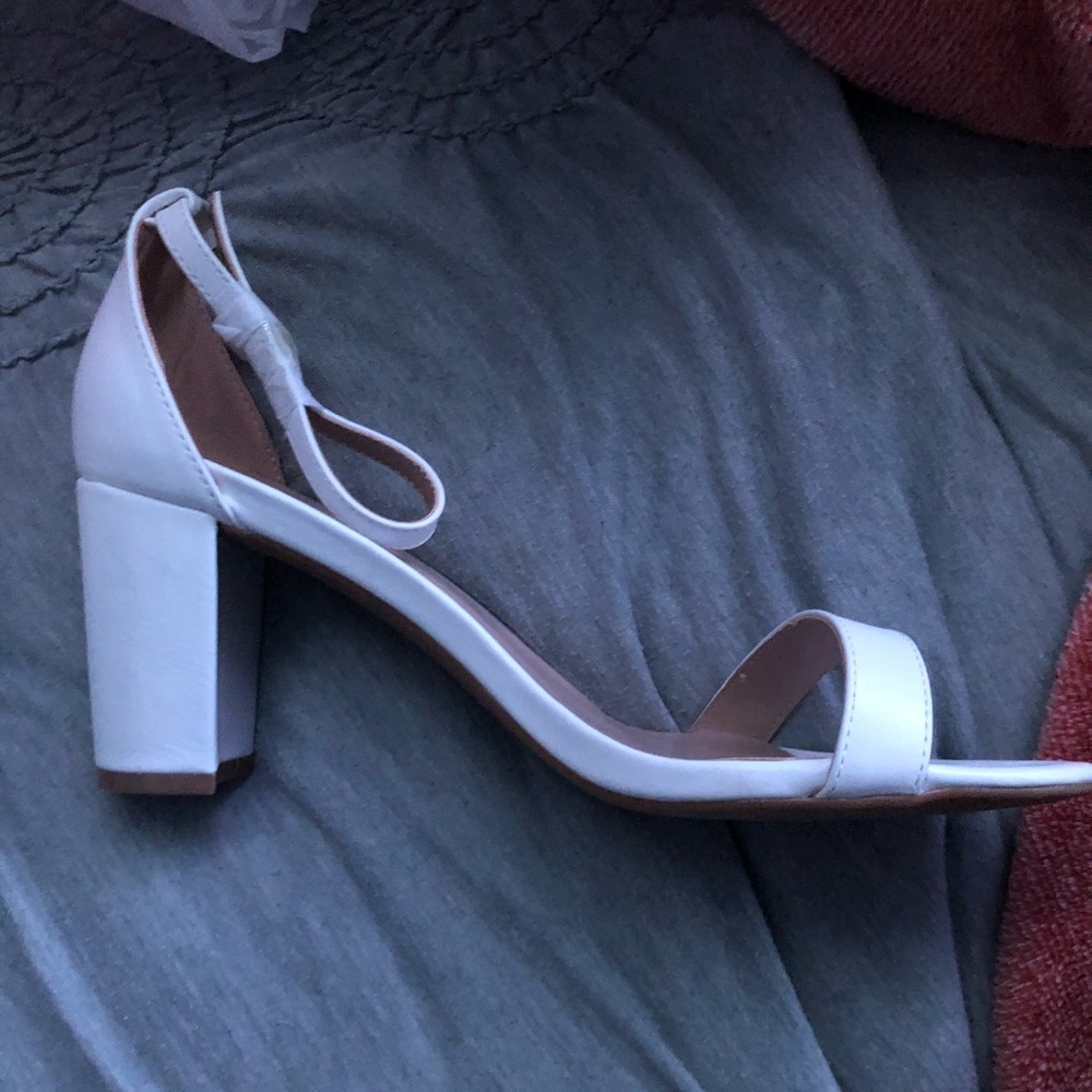 white medium height heels